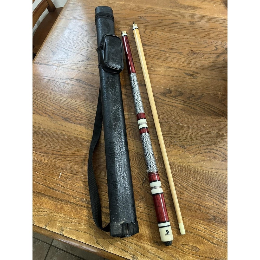 Vintage Sportscraft Billiards 4 Piece Pool Cue Stick 57in with Case and 3 Chalk